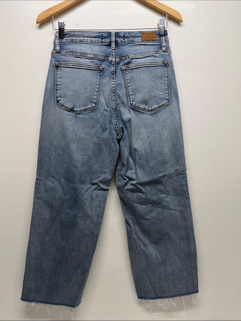 Judy Blue Jeans Wide Leg Cropped Cotton Denim Pant Raw Hem Mid Rise Blue Size 26 - Picture 4 of 11